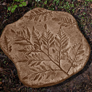 Fossil Fern Weather Resistant Concrete Plants & Flowers Stepping Stone