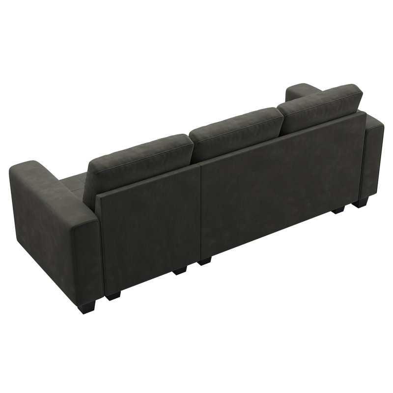 Shavera 83.4'' Velvet Modular Sofa 3-Seat Small Couch Apartment Sofa, Gray
