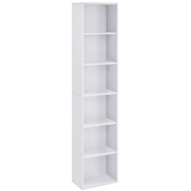 3-Tier Bookshelf, Open Storage Shelf, (6 Shelves) 178.5cm H x 40cm W x 24cm D, White