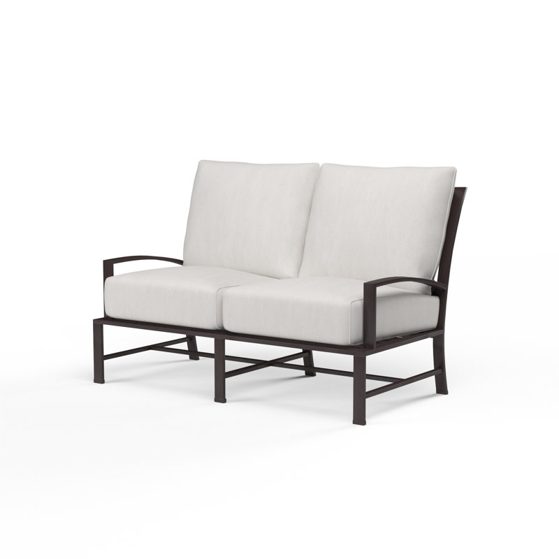 Mulcahey 51'' Wide Straight Aluminum Loveseat with Sunbrella® Cushions, Canvas Granite Sunbrella®