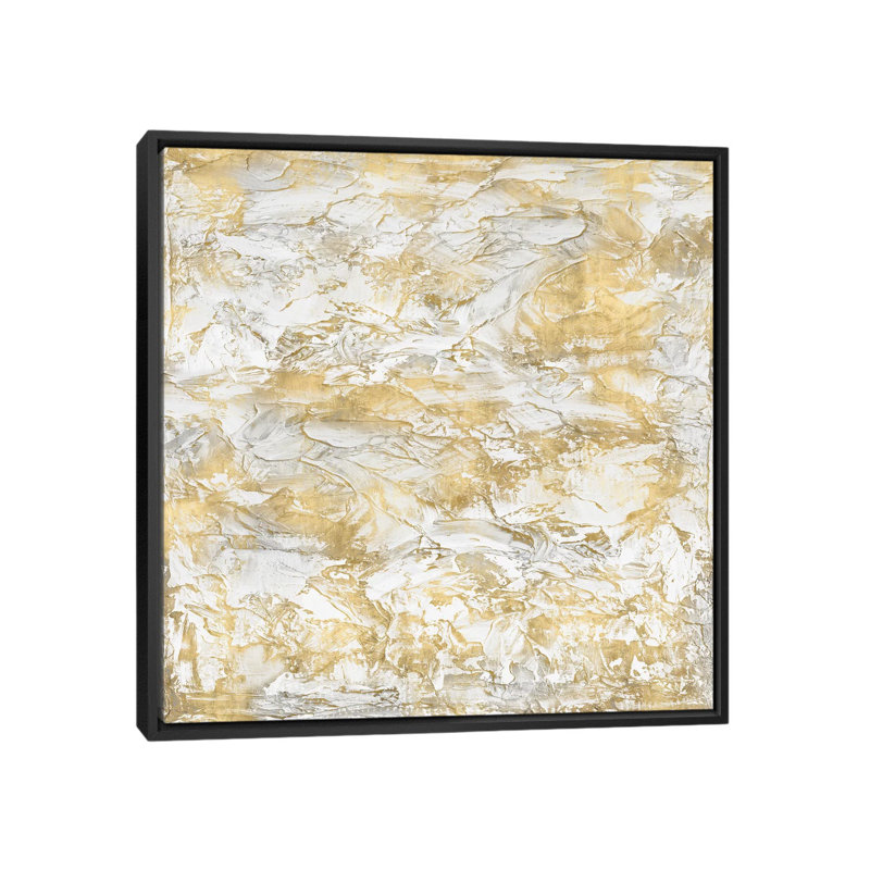 «Textural with Gold III», impression sur toile, H 26 po x l 26 po x P 1,5 po, Toile avec cadre noir, Pas de tapis