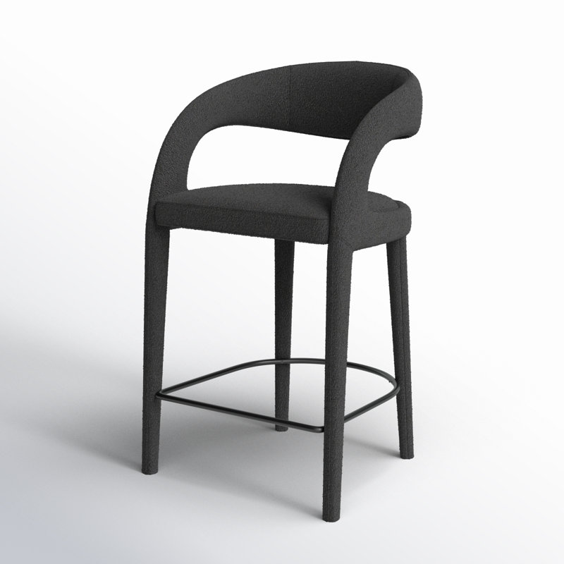 Hawkins Stool, Counter Stool (26.57" Seat Height), Fiqa Charcoal Boucle/Polyester