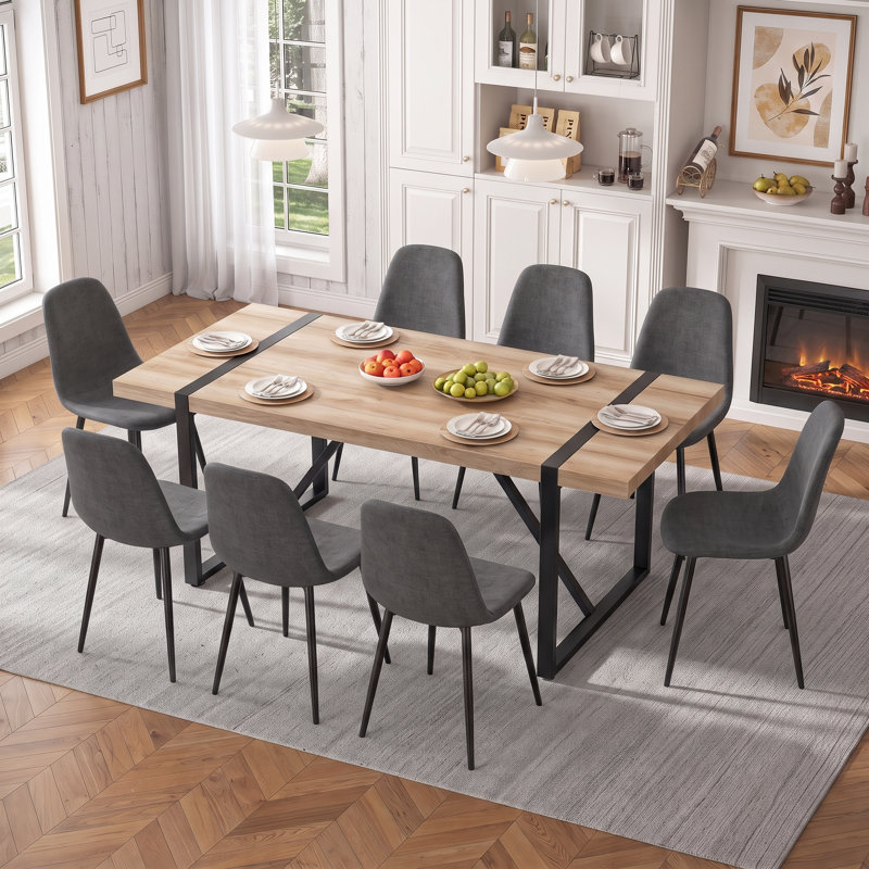 Ensemble de salle à manger 9 pièces 9 po, Ensemble salle à manger 9 pièces, Chaises grises