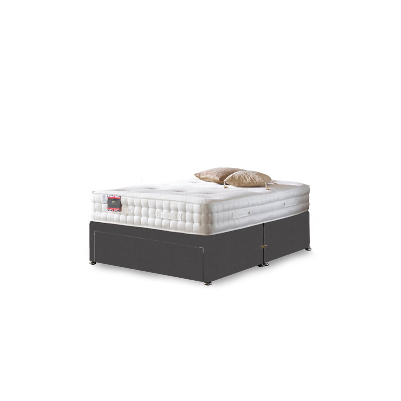 Arlette Pocketsprung Divan Bed Set, Kingsize, Steel Plush Velvet, 4 Drawers