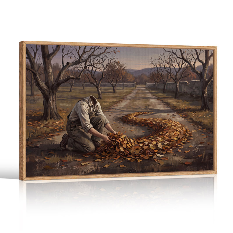 «Headless man Arranging Autumn Leaves», art mural sur toile, H 24 po x l 36 po