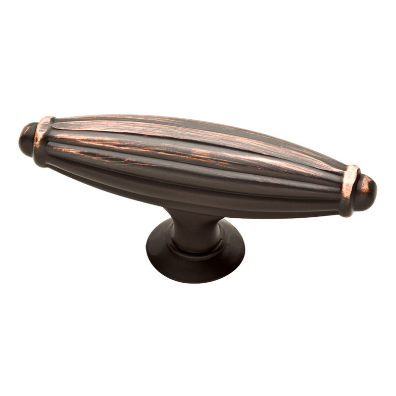 (5 Pack) 2-1/2 inch Traditional Fluted Knob Bronze with Copper Highlights