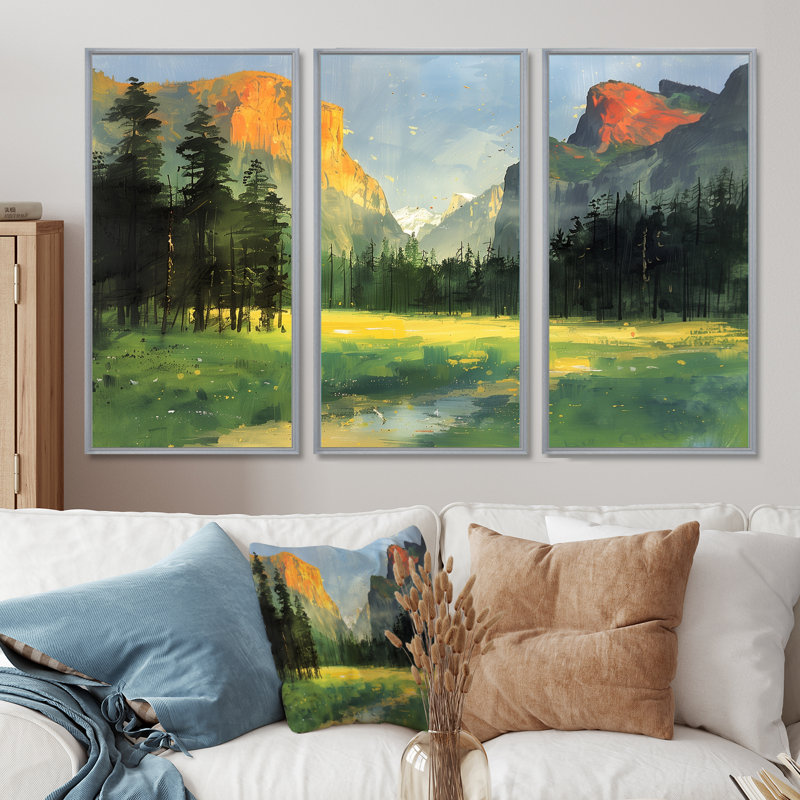 Ensemble de décorations murales Yosemite National Park Forest Landscape I - Landscape Mountains, H 32 po x l 48 po x P 1 po
