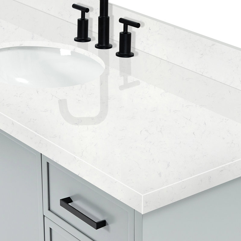 ARIEL Kelly 60 Single Sink Bathroom Vanity with Carrara Quartz Top, Gray
