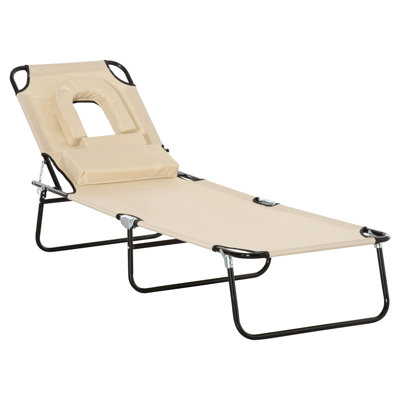 Ahzari Folding Sun Loungers with Face Hole, Beige