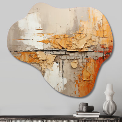 Orange Impressions I - Collages abstraits en forme de nuage, décoration murale irrégulière en métal