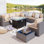 Ensemble de salon de jardin Bushrah pour 6 personnes avec coussins et table de foyer