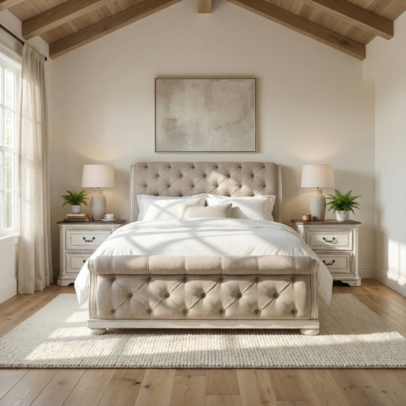 Ensemble de chambre avec lit-bateau et deux tables de chevet Colchester, Très grand