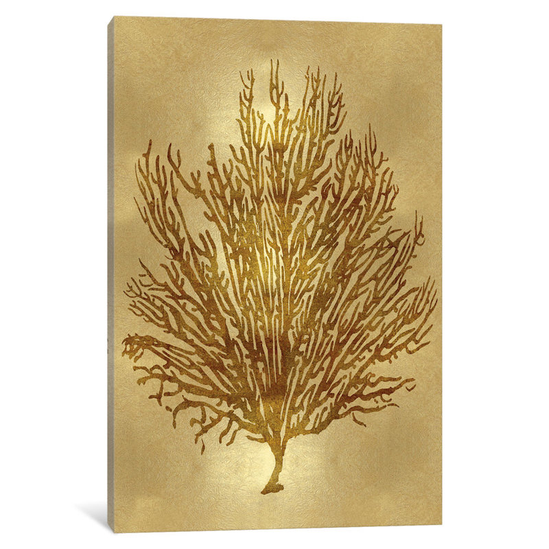« sea life series : gold v », reproduction d’impression sur toile, H 24 po x l 16 po x P 1 po, Papier d'art encadré noir