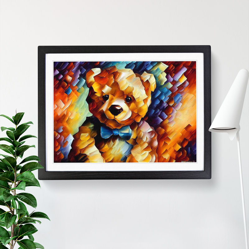 Teddy Bear Vol.2 Abstract - Single Picture Frame Print, Black, 25cm H x 34cm W