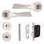  Modern Aura Premium Design Bathroom Door Handles in Satin Nickel Finish with Latch, Dead Bolt and Ball Bearing Hinges