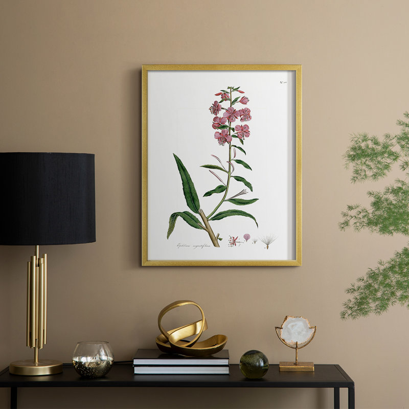 Rose Botanical I Framed Print - Solid Wood, 30" H x 24" W, Gold