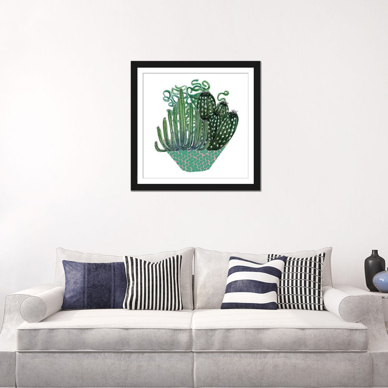 « ii », impression sur toile Cactus Arrangement, H 18 po x l 18 po x P 1,5 po, Toile avec cadre noir, Blanc