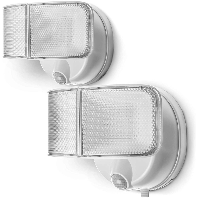 White Twin Head LED Motion Sensor Security Flood Lights, 2-Pack
