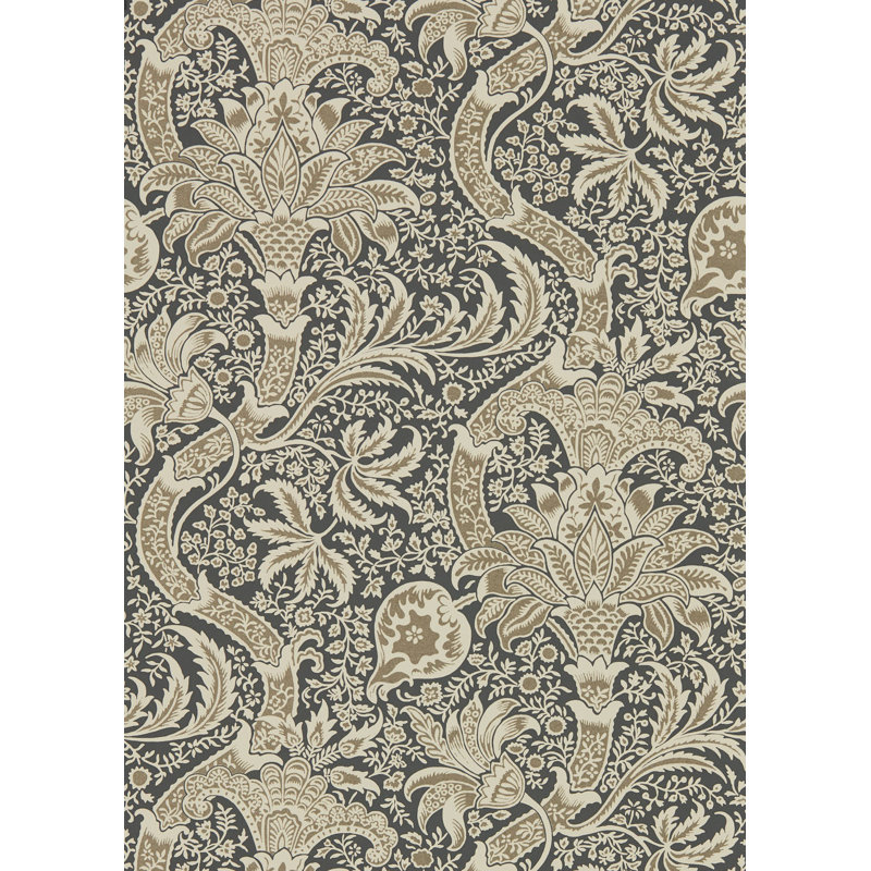 Indian Wallpaper, Charcoal/Nickel