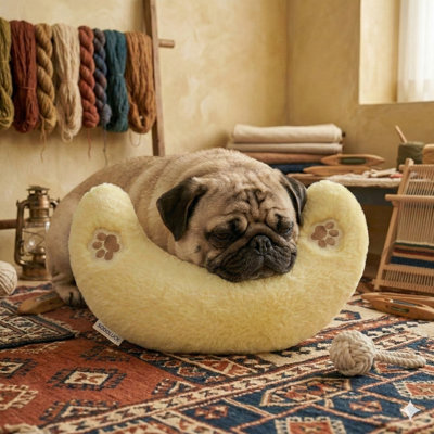 12-Inch U-Shaped Calming Pillow for Pets Offering Neck Support, Features Removable Filling Allowing Addition of Pet's Own Fur for Scent Comfort, Soft Plush Snuggle Toy for Anxiety Reduction, Yellow Shade