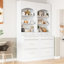 Armoire de cuisine moderne de 83,7 pouces de hauteur, blanc avec comptoir en faux marbre, 5 tiroirs et tablette réglable, 2 pour un rangement élégant, utilisation de l'espace domestique-1600946524