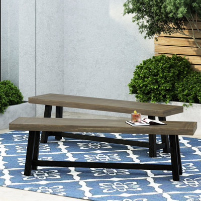 Banc d'extérieur à deux tons en bois, lambris, hauteur de 18 pouces, banc de patio au design rustique unique, deux tons, style, 14,5 de profondeur, confortable pour socialiser