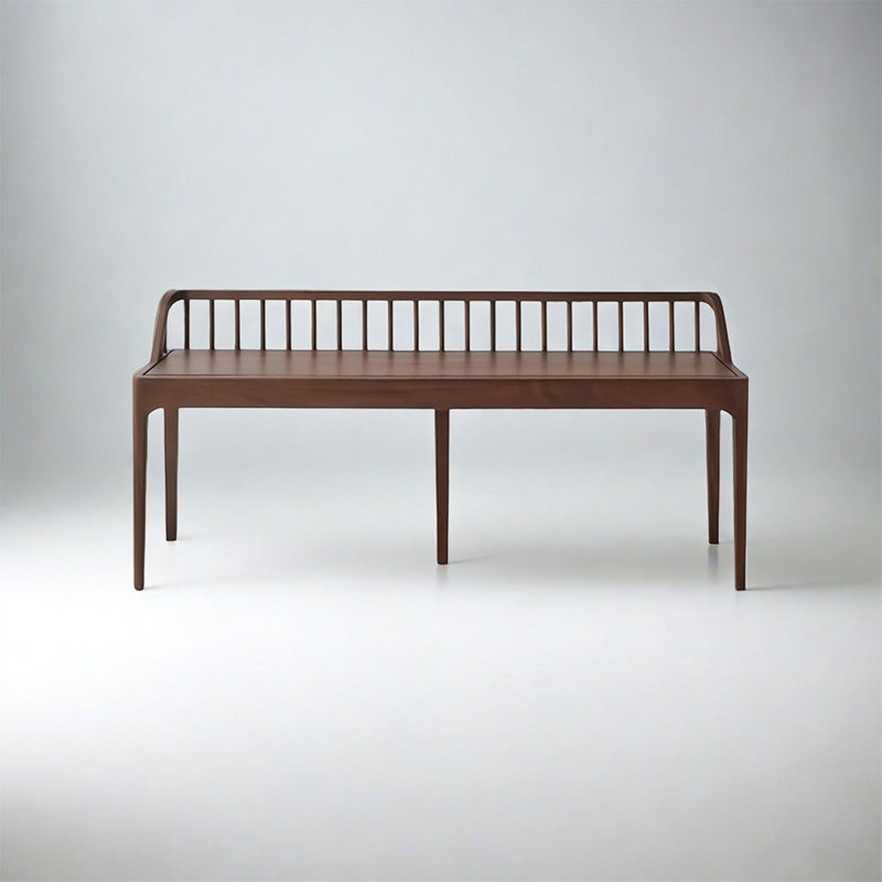 Banc en bois massif de style nordique, Noyer noir, H 23,62 po x l 70,86 po x P 13,77 po
