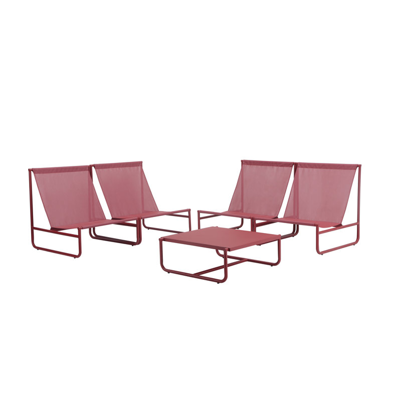 Sean 5 Piece Sofa Set, Red, Red