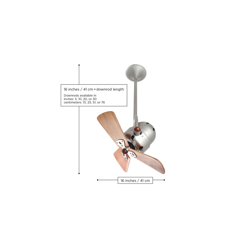 16" Bianca Direcional 3 Blade Ceiling Fan, 5" Downrod, Mahogany, Agua Marinha