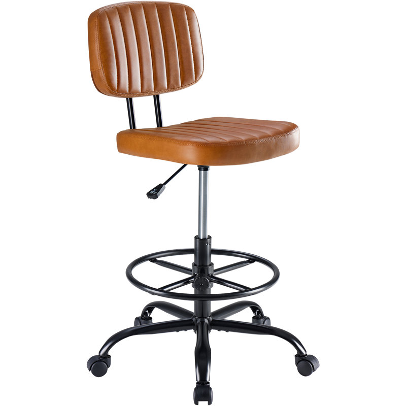 Ovidia Modern Ergonomic Drafting Chair with Footrest Ring, Tall Office Chair for Standing Desk and Bar Counter, Brown