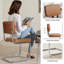 Ensemble de 2 chaises de salle à manger en similicuir de style Mid-Century rembourrées sans accoudoirs avec pieds en métal pour la cuisine, brun