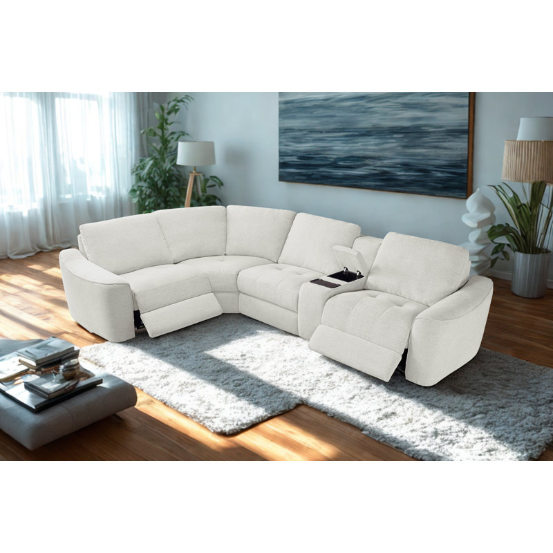 Canapé modulaire inclinable électrique avec rangement Devine 5 pièces Devine, Blanc