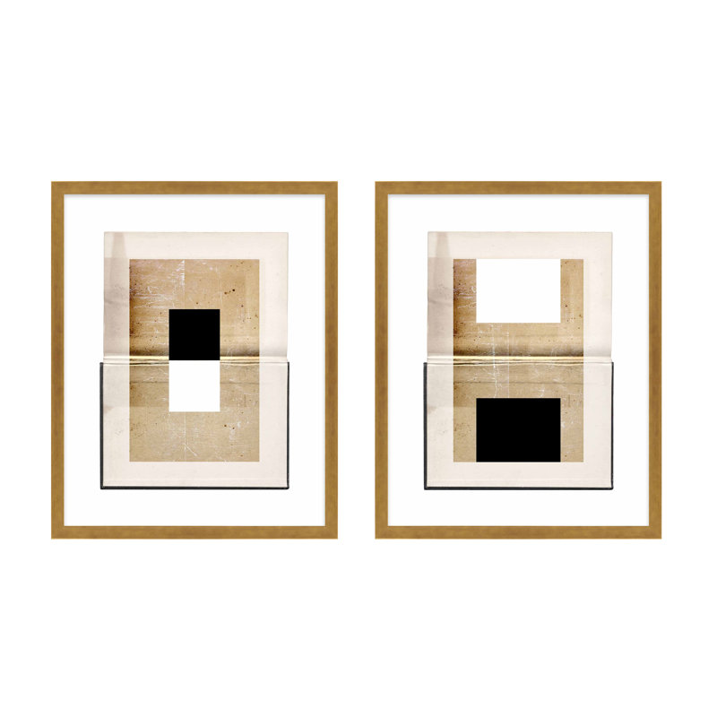 "Construction 4 & 5 2 pièces" par Eleni Psyllaki pour Paradissi, art numérique, Encadrement doré
