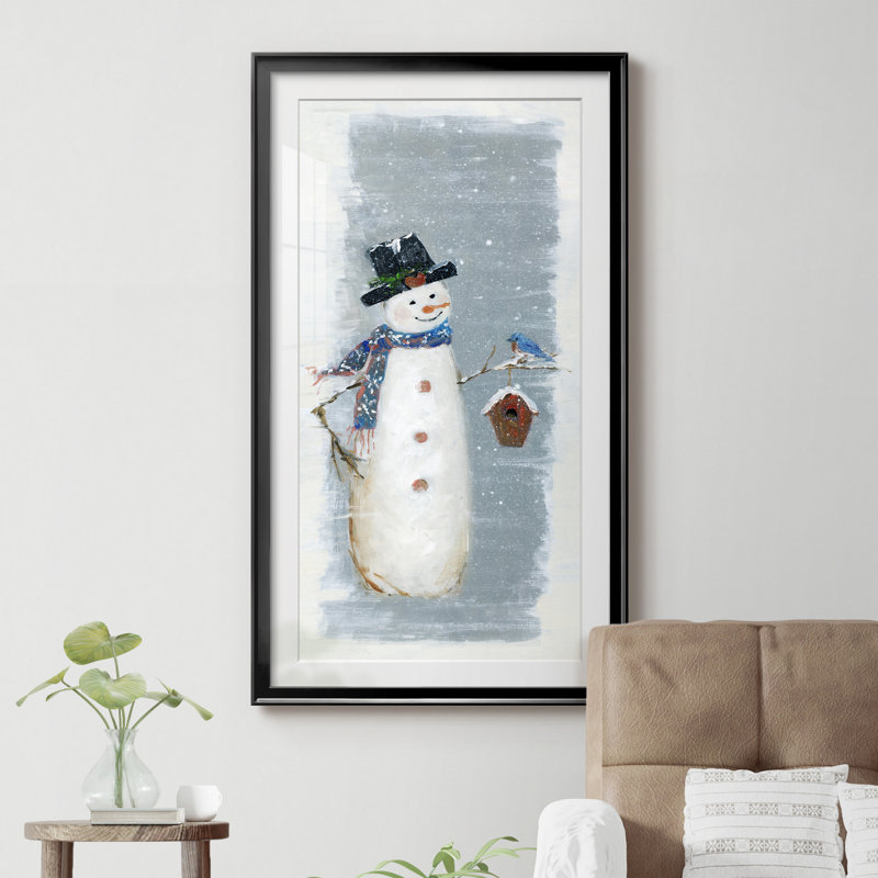«Primitive Snowman I», reproduction d'art graphique sur papier encadrée, H 14,5 po x l 26,5 po x P 1,5 po, Cadre noir