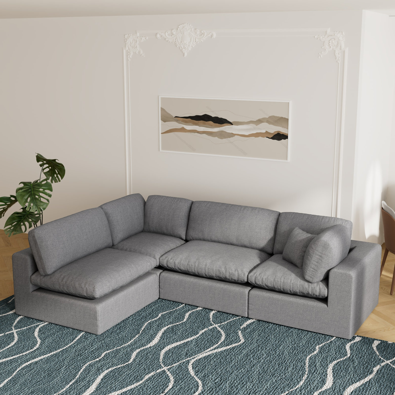 Jossa 4 - Piece Upholstered Sectional, Gray
