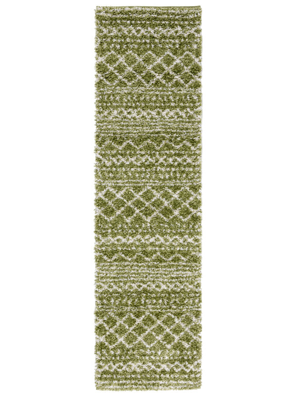 Develin Performance Chevron Rug, Runner 2'3" x 8', Green/Ivory