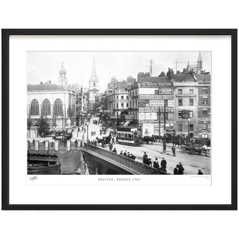 Bristol, Bridge 1901 - Single Picture Frame Print, 40cm H X 50cm W x 2cm D