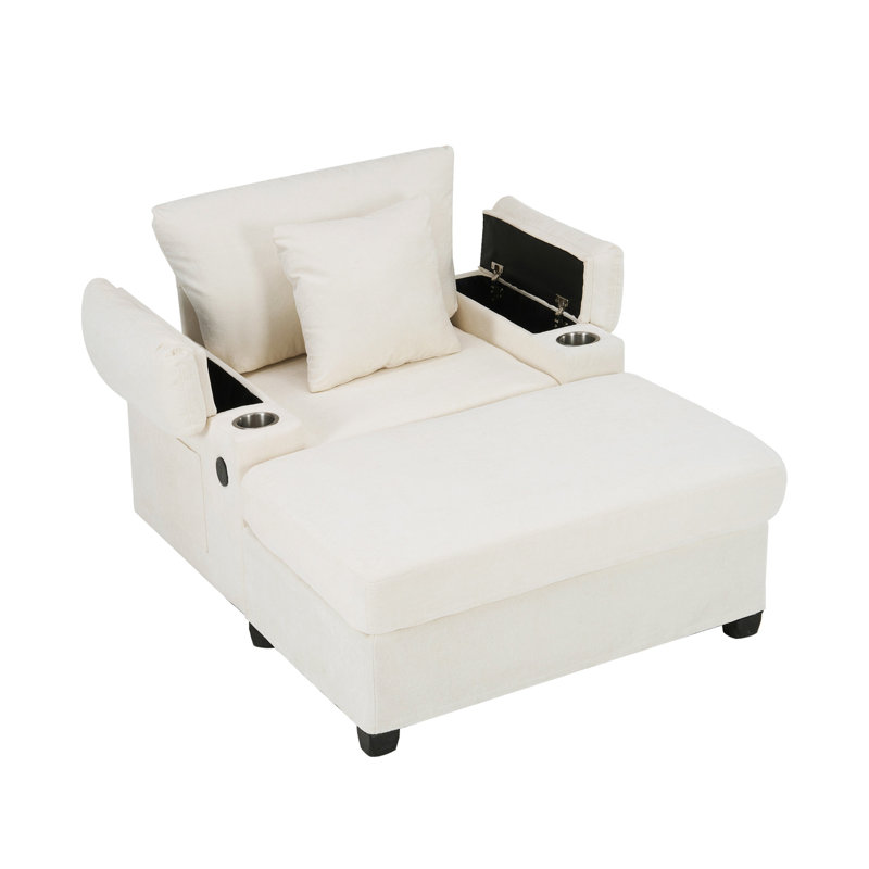 Chaise moderne surdimensionnée avec repose-pieds (chaise incluse seulement), Beige