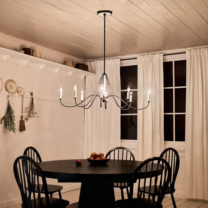 8 - Light Dimmable Classic / Traditional Chandelier, Anvil Iron, 18" H x 44.5" W x 44.5" D