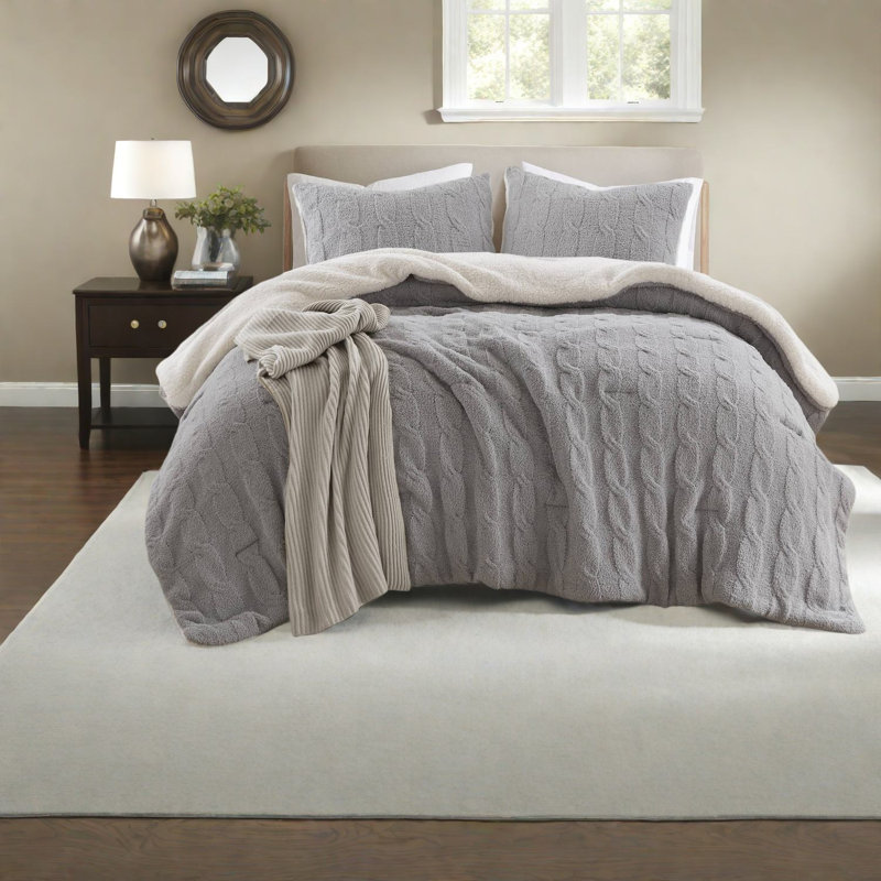 Ensembles de literie en chenille luxueux, design gris moderne pour le confort de la maison