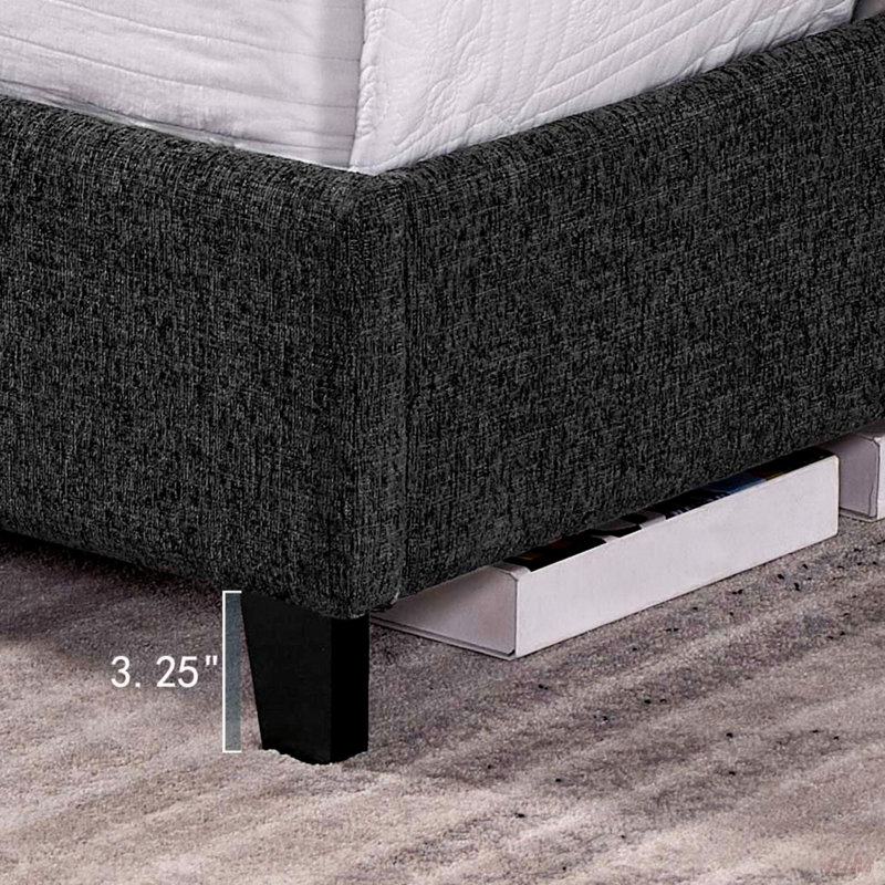 Upholstered Platform Bed (Bed), Grey, Queen