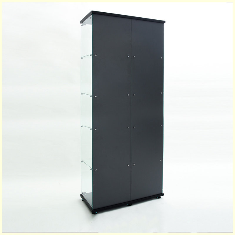 Vitrine moderne en verre trempé avec bande lumineuse à DEL Bluetooth, Noir
