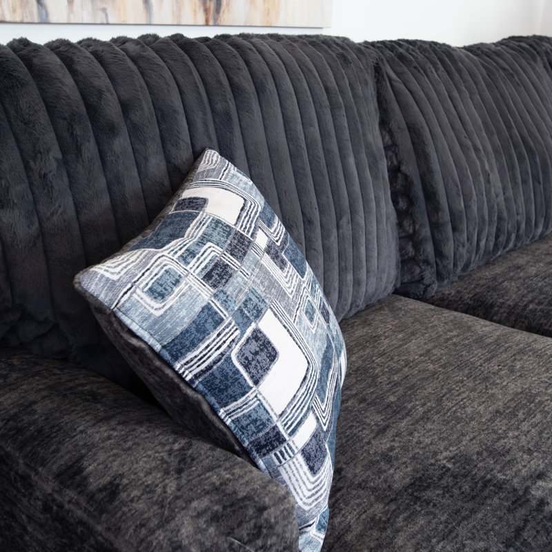 Diodorus Wide Wale L-shape Sectional With Chaise, Galactic Charcoal