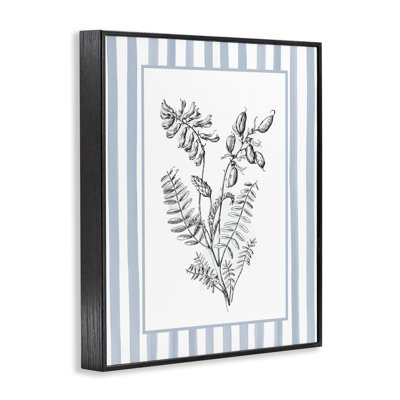 Herbes avec bordure rayée, estampe numérique, design par lettré et doublé