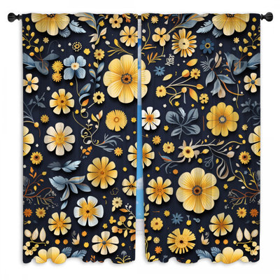 Rideaux de fenêtre à motif floral obscurcissant et obscurcissant - 2 panneaux