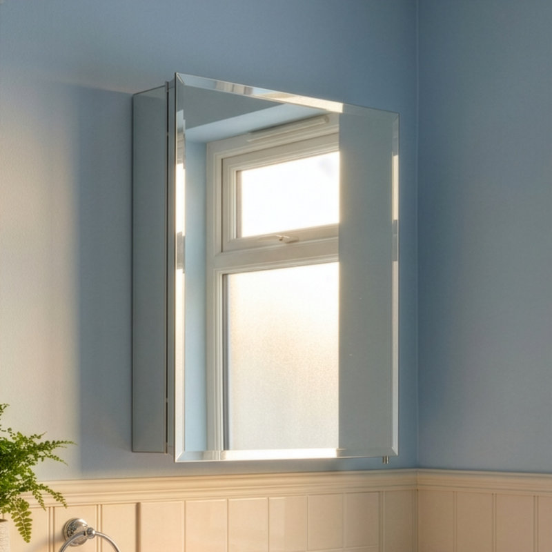 406mm W 508mm H Surface Frameless Medicine Cabinet Mirror 2 Adjustable