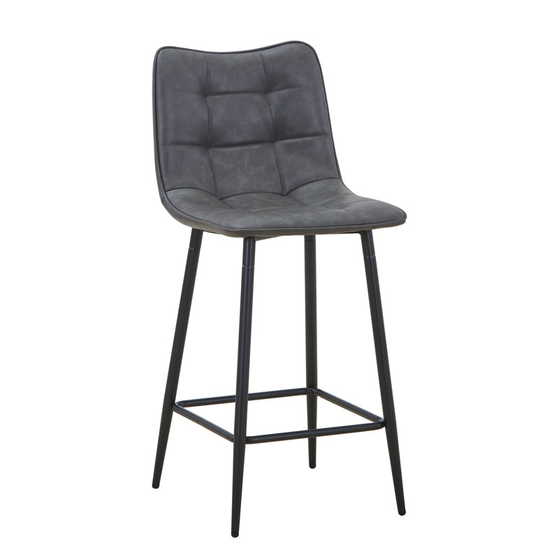 Upholstered Faux Leather Bar Stool