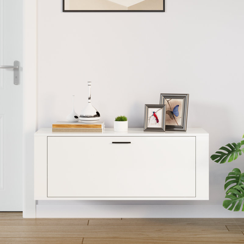 6 Pair Shoe Storage Cabinet, High Gloss White
