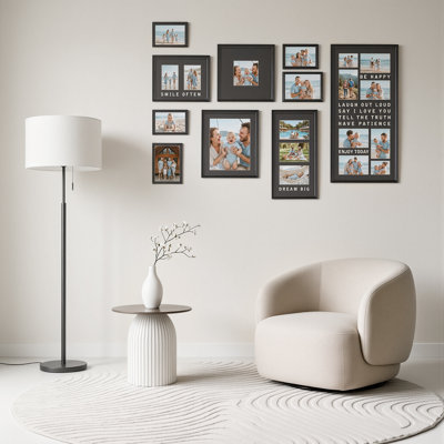 10 Piece Mixed Size Separate Frame Kit, PVC Gallery Wall Set Holds Total 20 Photos