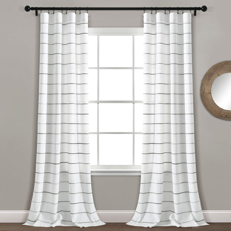 Gray Ombre Stripe Cotton Polyester Light-Filtering Curtains